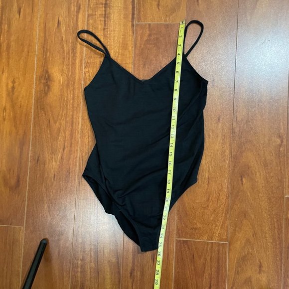 TOPSHOP Ribbed Stretchy Black Bodysuit Size 12 - Picture 7 of 12